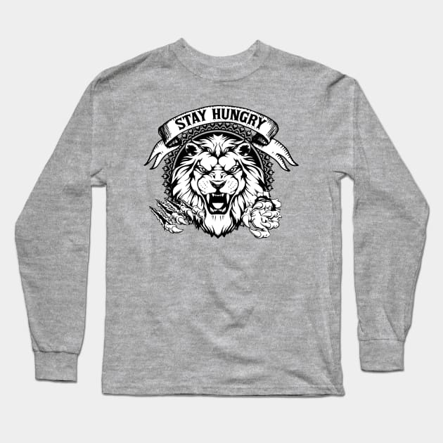 Stay Hungry Focused Lion Long Sleeve T-Shirt by CrossandForge